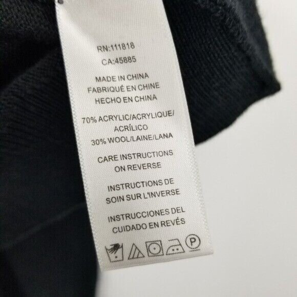 Michael Kors Wool Blend Black Long Sleeved 1/4 Zip Sweater Large Smart Casual - Picture 5 of 9